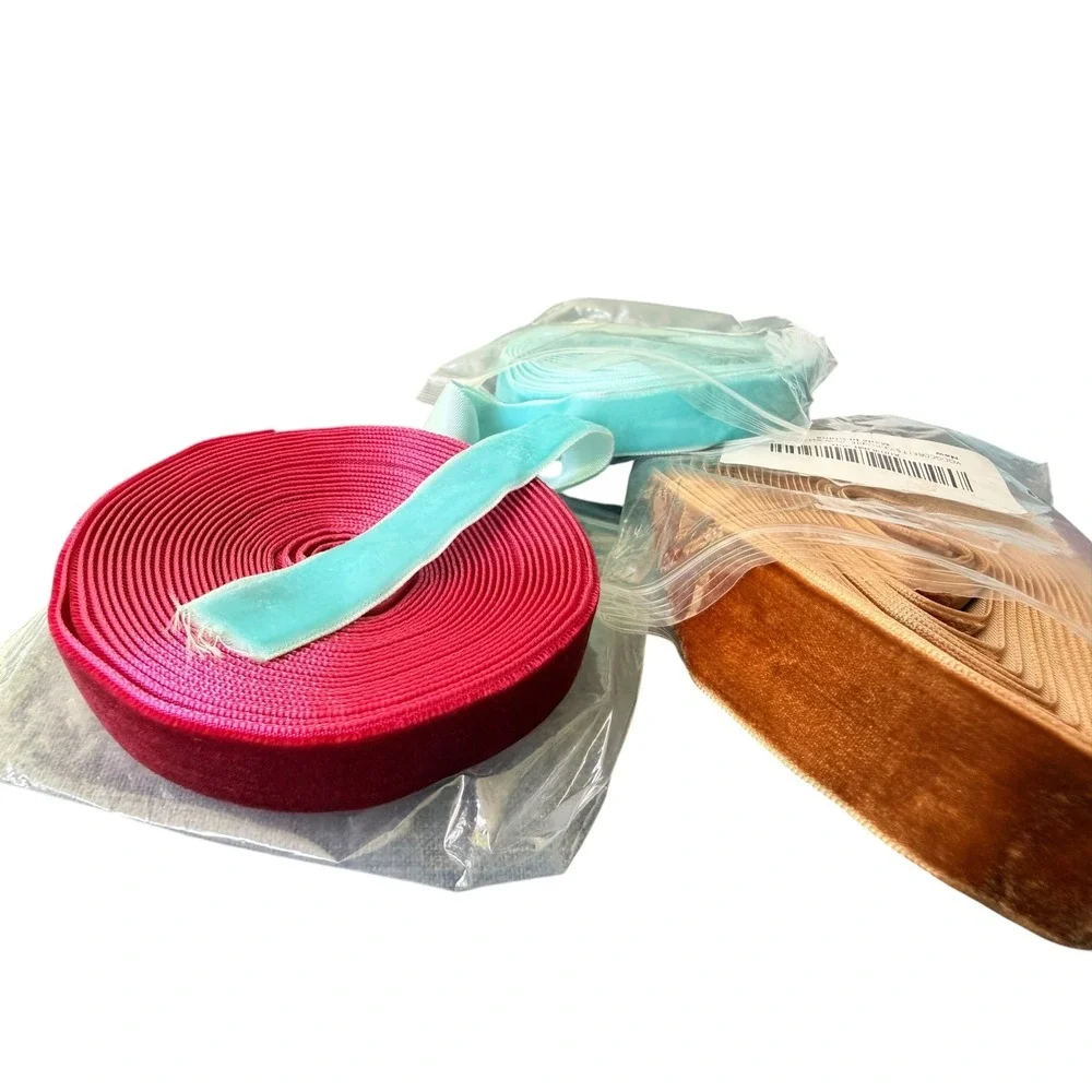 YOOGCORETT Velvet Ribbon 3 Rolls 15 Yards Light Brown New 1 Inch Craft Trim